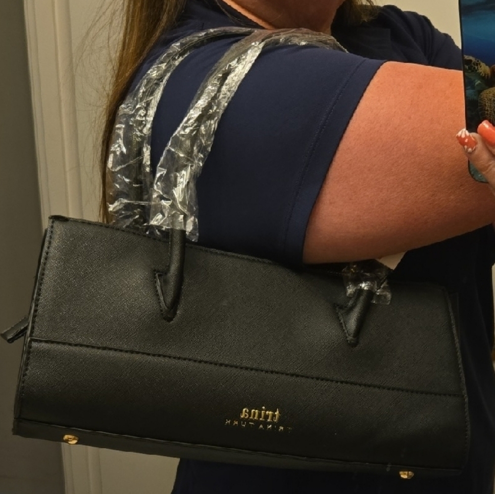 Trina Turk Black Top Handle Satchel | Structured Handbag | NWT - Picture 6 of 6